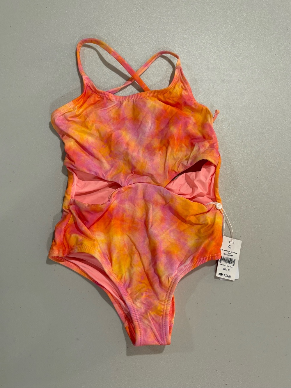 Pilyq Kids Tie-Dye One-Piece Swimsuit - Pink, Orange & Yellow